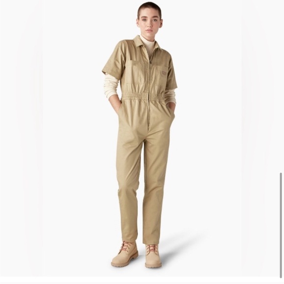 Dickies‎ Women's Vale khaki tan Coveralls overalls jumpsuit size small brand new - Picture 1 of 5